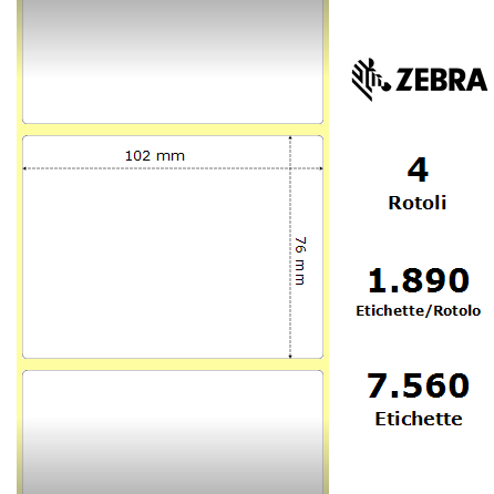 880026-076 - Etichette Zebra  Z-Perform 1000T Carta