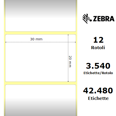 3008864 - Etichette Zebra  Z-Ultimate 3000T White Poliestere