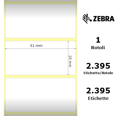 3011715/S - Etichette Zebra  PolyE 3100T Gloss Polietilene