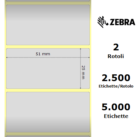 3006690 - Etichette Zebra Argento 8000T Void Matte Poliestere
