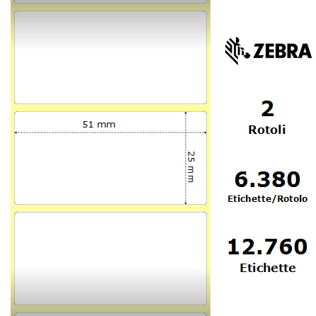 3012949 - Etichette Zebra  PolyPro 3000T Gloss Polipropilene