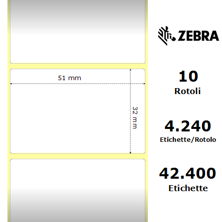 880010-031 - Etichette Zebra  Z-Perform 1000T Carta