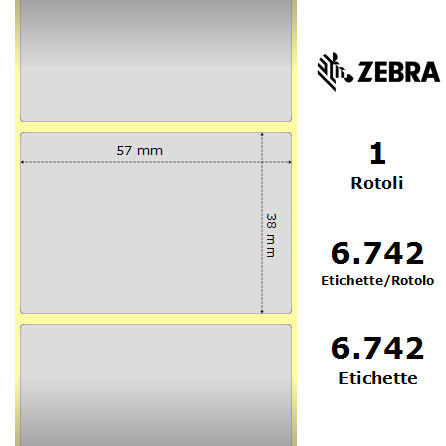 880374-038/S - Etichette Zebra Argento Z-Ultimate 3000T Silver