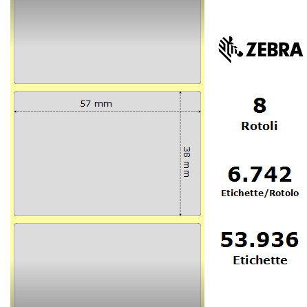 880374-038 - Etichette Zebra Argento Z-Ultimate 3000T Silver