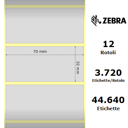 3006628 - Etichette Zebra Argento Z-Ultimate 3000T Silver Poliestere