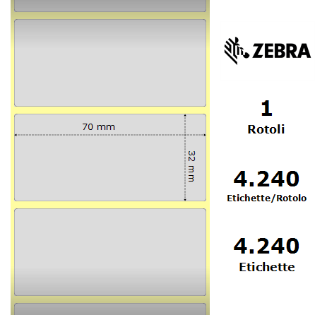 880378-031/S - Etichette Zebra Argento Z-Ultimate 3000T Silver
