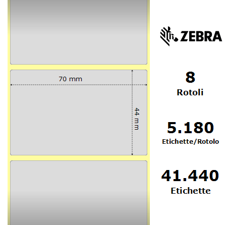 880378-044 - Etichette Zebra Argento Z-Ultimate 3000T Silver