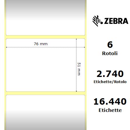 76175 - Etichette Zebra  Z-Perform 1000T Carta
