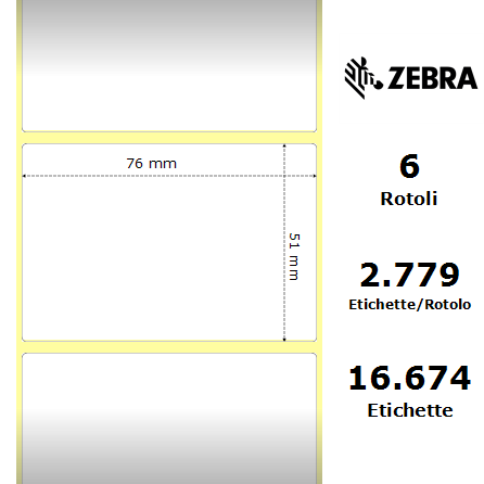 76536 - Etichette Zebra  Z-Ultimate 3000T White Poliestere