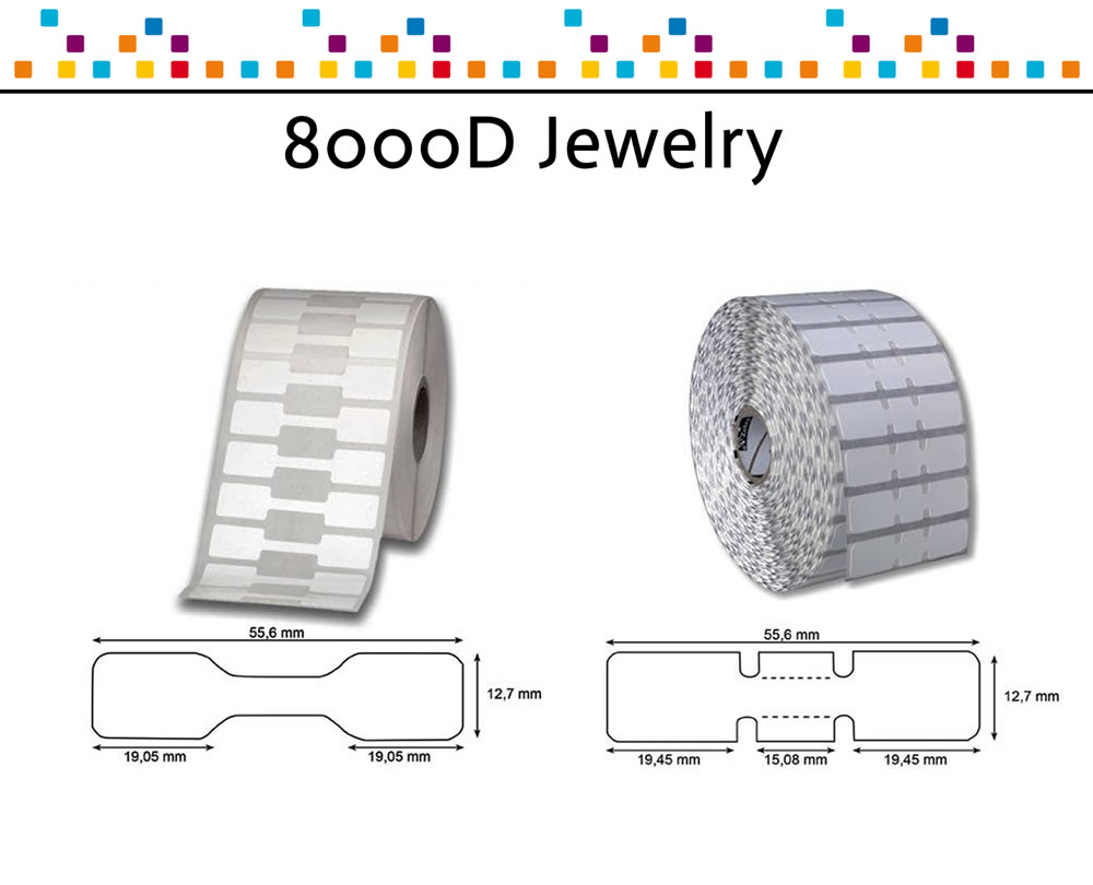 Etichette Zebra 8000D Jewelry, formato 56 x 13 cod.10010065