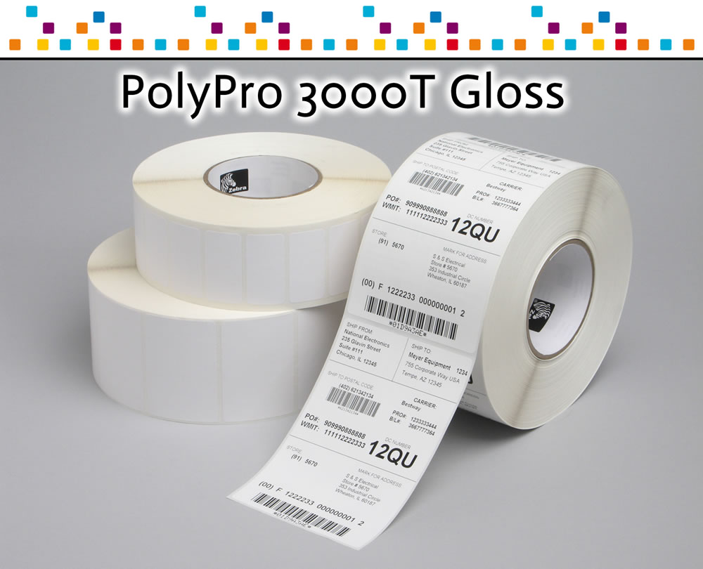 Labels Zebra PolyPro 3000T Gloss, size: 102 x 51 mm. cod.3010793