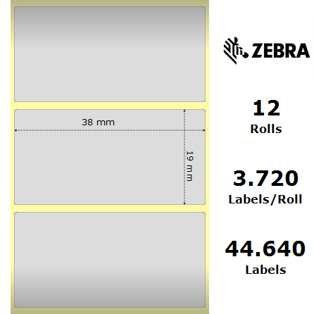 1,5 Etichette stampante argento, trasferimento termico, Z-Ultimate 3000T, 38,1 x 19,05 mm, 3,81 cm Zebra Z-finale 3000T